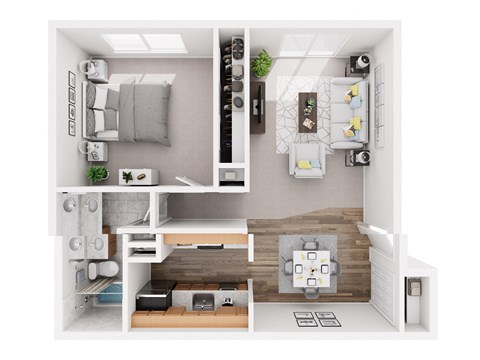 Floor plan for 1 bed, 1 bath, 700 sqft